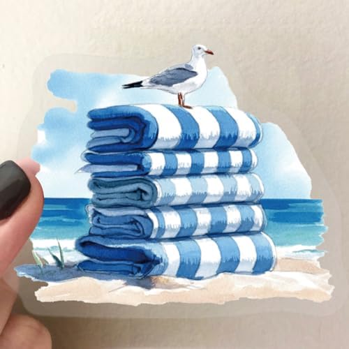 50PCS Transparent Blue Beach Stickers Aesthetic PET Stickers Blue Ocean Decal Waterproof Decorative Decals for Scrapbook DIY Crafts Album Bullet Journal Planner Water Bottles Laptop Phone (Blue-A) - Image 6