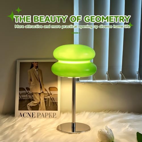 Mushroom Lamp for Bedroom,Mid Century Modern Lamp for Nightstand, Dimmable Retro Egg Tart Bedside Small Lamps,Unique Home Mushroom Decor Aesthetic Cute Table Lamps for Living Room (Green) - Image 2