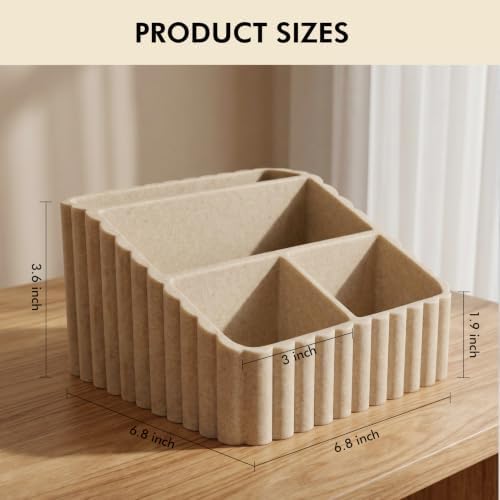 Modern Desk Organizer-Aesthetic Desk Organizer-Beige office supplies - Image 2