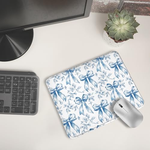 Coquette Blue Bow Floral Mouse Pad, Preppy Girly Blue Bow Flower Aesthetic Mouse Pads for Wireless Mouse Computers Laptop Desk Accessories, Preppy Girly Office Supplies, 9.5x7.9 Inch - Image 6