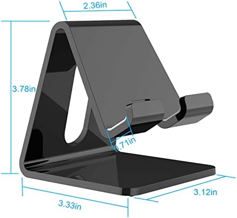 Crpich Acrylic Phone Stand, Ergonomic Design for Apple iPhone and Samsung Galaxy, Compatible with 4-8 Inch Screens, Black - Image 4