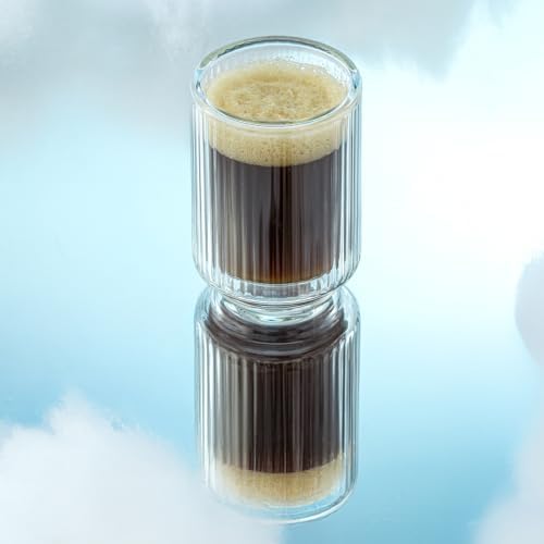 JoyJolt Haven Fluted Stackable Espresso Cups Set of 4, 2.5oz Ribbed Double Wall Glasses, Stacking Insulated Coffee Cup Set, Small Glass Coffee Cups for Espresso Machine Accessories - Image 7