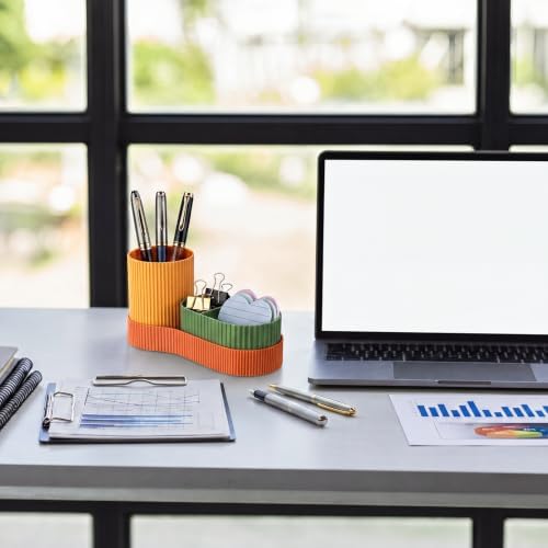 Junkin 3 Pcs Aesthetic Desk Accessories Set Plastic Pencil Holder - Image 5