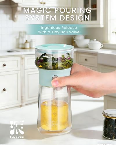 ZENS Modern Glass Infuser Teapot, One Touch Tea Release Loose Tea Maker - Image 2