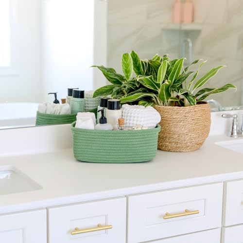 NaturalCozy 11.8"x8"x4.5” Rectangle Storage Baskets for Shelves 3 Pack | Cotton Rope Woven Small Baskets for Organizing | Small Storage Bins for Nursery, Bathroom, Closet, Shelf, Decorative, Gift - Image 5