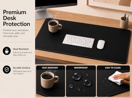 AFIING Cork Desk Mat, Black,23.6" x 13.7", Desk Pad Protector - Image 6