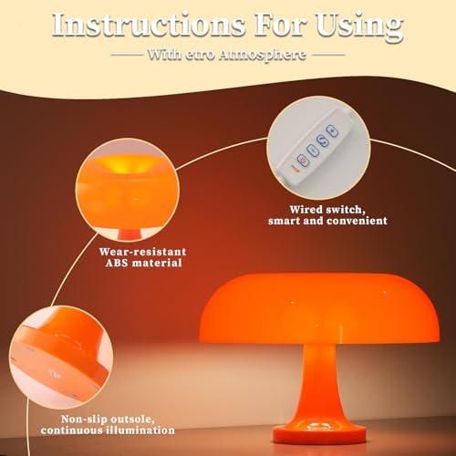 Modern Decorative Table Lamp, Mushroom Cap Design, USB Powered, 3 Lighting Modes, Dimmable, for Bedroom, Living Room Decor, Polished Plastic, Sunset Theme, Push Button Control, Adjustable Brightness - Image 3