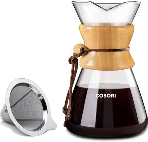 Cosori Pour Over Coffee Maker, Double Layer Stainless Steel Filter, 8cup by Cosori