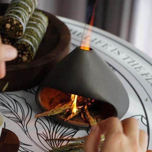 Handmade Palo Santo Holder with Chimney Ceramic Palo Santo Incense Burner - Mini Chiminea,Aromatic Home Decor,Yoga Meditation Relaxation Aid, Anxiety Relief Meditation for Women - Image 5