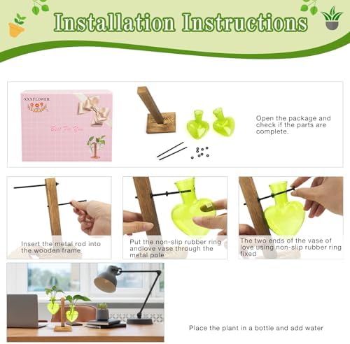 XXXFLOWER Plant Propagation Station Terrarium 2 Green Heart Shaped Vase - Image 4