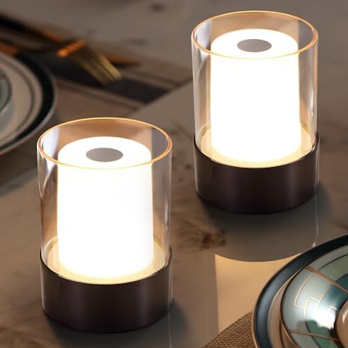 4" Black Cordless Table Lamp Set of 2, Outdoor Rechargeable Lamp by NEWSEE