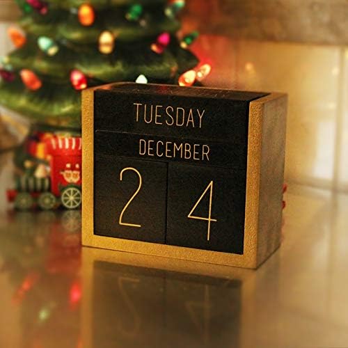 Juegoal Wooden Perpetual Calendar, Wooden Block Daily Calendar Office Desk Accessories (Black) - Image 4