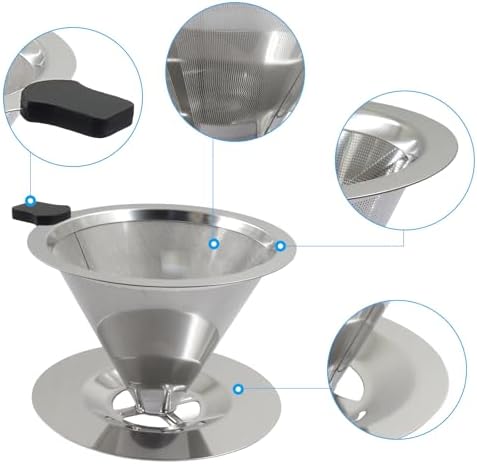 Bonsicoky Pour Over Coffee Dripper, Stainless Steel, Silver, Style3 - Image 4