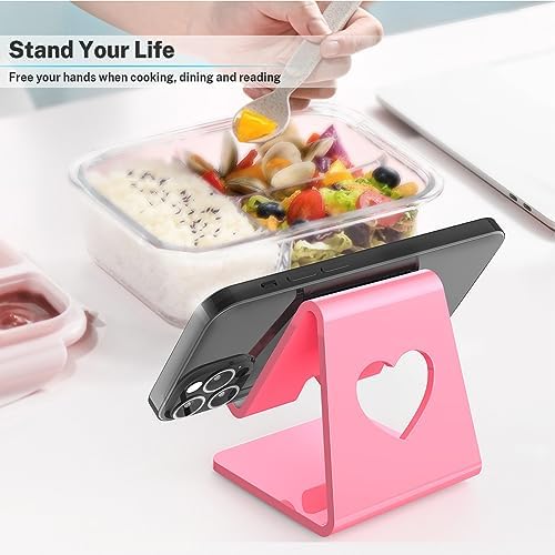 Crpich Acrylic Cell Phone Stand, Portable Phone Holder, Pink Phone Stand for Desk, Compatible with Phone16 15 14 13 12 Pro Max Mini 11 SE, Switch, Android Smartphone, Pad, Tablet, Desk Accessories - Image 4