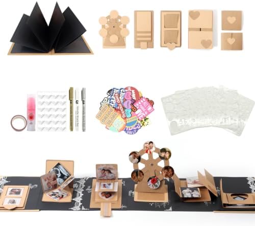 DIY Scrapbook Album Creative Scrapbooking Kit Photo Album 3D Interactive Memory Book for Wedding, Baby, Anniversary, Family Photos Adventure Book Travel Diary Photo Book Album DIY 3D Decoration Card by Mottalio