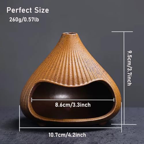Ceramic Incense Holder, Mini Palo Santo Burner Chimney for Palo Santo Sticks, Cone Incense and Sage Smudging, Handmade Cone Incense Holder Burner for Yoga, Meditation, and Energy Cleansing (Brown 02) - Image 5