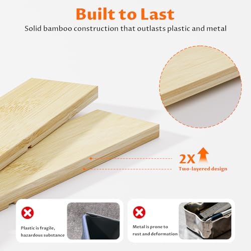 Bamboo Drawer Organizer with 9 Adjustable Compartments, Desk Storage Tray - Image 5