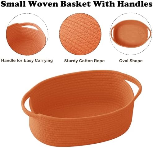 Woven Rope Basket - Baby Gift Basket with Bag & Ribbon, Orange - Image 3