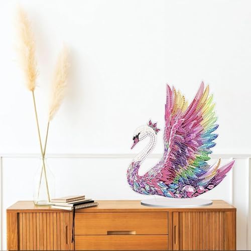 Diamond Painting Kits for Adults Beginners, 5D Full Drill Swan Crystal Art Desktop Ornament, DIY Single Sided Home Office Desk Decor, Creative Craft Gift Set with Tools - Image 4