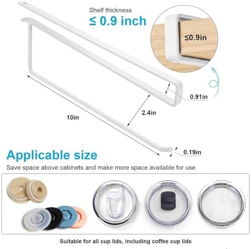 Tumbler Lid Organizer, Round Wire Fits Straw and Drink Lids White - Image 2