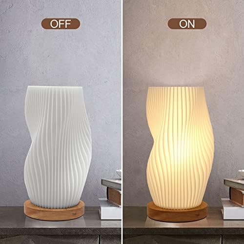 Dimmable Small Table Lamp with Rotary Switch, Striped Bedside Night Light - Image 7
