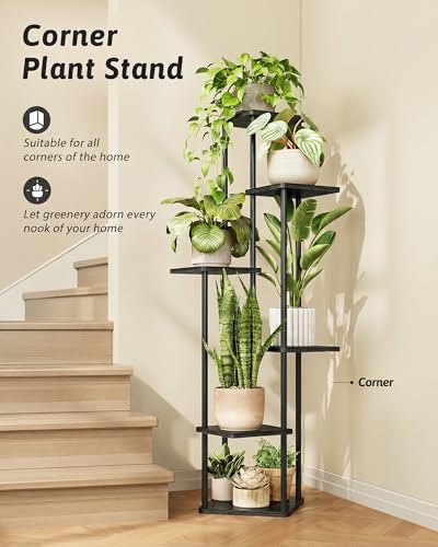 GENTINGBRO Corner Plant Stand Indoor Tall Plant Stand Black 6 Tier - Image 3