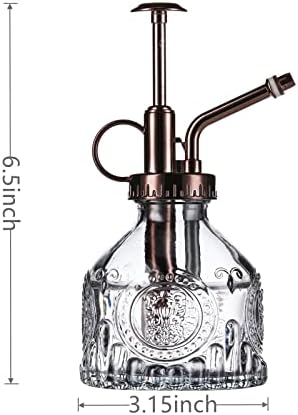 Glass Plant Mister - 6.5" Green Glass Water Spray Bottle with Gold Top Pump, Small Plant Sprayer for Indoor/Outdoor House Plants (Gray+Bronze) - Image 2