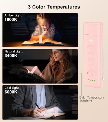 Gritin Book Light Rechargeable, Clip on LED Reading Light for Books in Bed - Image 3