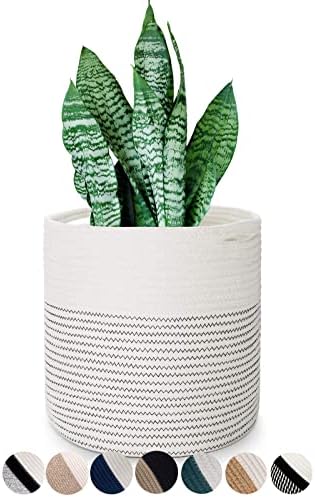 Woven Cotton Rope Plant Basket for 11 12" Flower Pot White by Oradrem