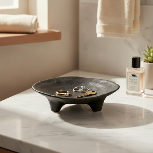 1 PC Ceramic Jewelry Tray, Square Catch-All Dish for Rings and Keys, Vanity Organizer with Raised Walls for Nightstand or Entryway - Image 3