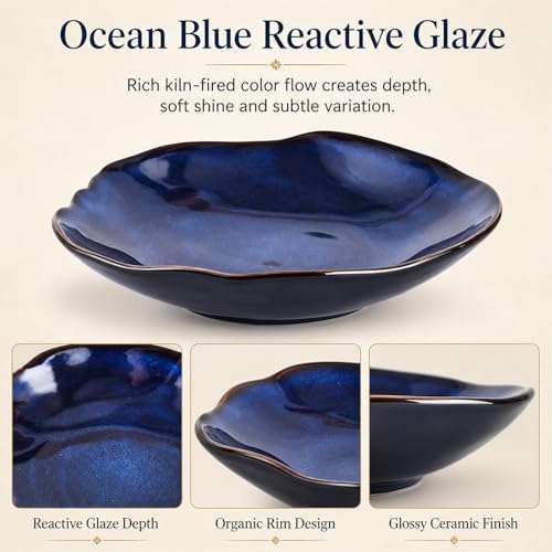 Blue Ceramic Decorative Bowl –8.3" Small Trinket Dish, Fruit Bowl, Candy Dish, Key Bowl for Entryway Table, Jewelry & Ring Dish, Porcelain Catchall Dish for Kitchen, Bedside, Living Room Home Decor - Image 2