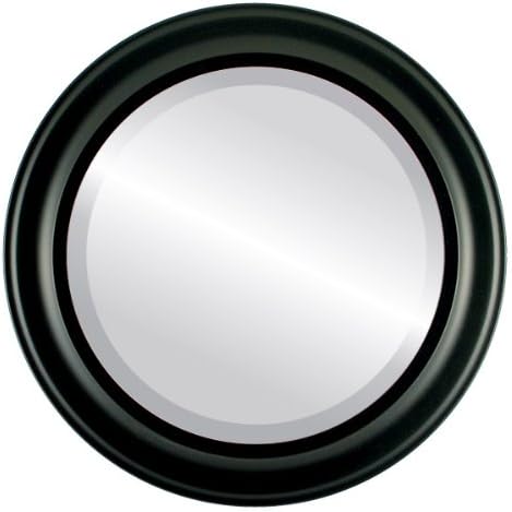 OVALCREST Round Beveled Wall Mirror for Home Decor - Messina Style - Matte Black - 17x17 Outside Dimensions