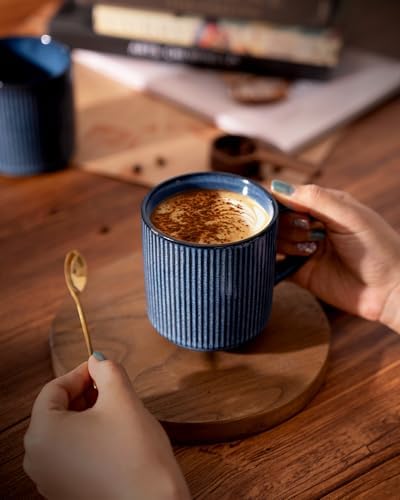 famiware Coffee Mug Set of 6, Star 12 oz Ceramic Mugs Cups Set with Handle - Image 6