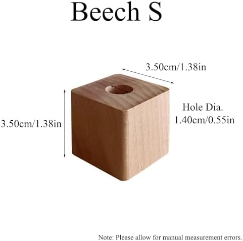 SagaSave 2PCS Solid Wood Pen Holder, Beech, Single Hole Design, Smooth Surface, 3.50 * 3.50 * 3.50cm/1.38 * 1.38 * 1.38in, Minimalist Desk Organizer (Beech S) - Image 2