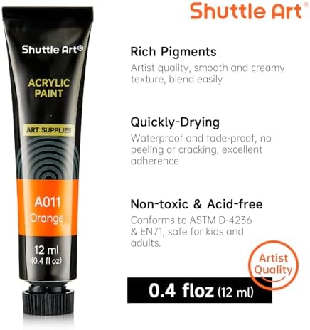 Shuttle Art Acrylic Paint Set, 15 x 12ml Tubes Artist Quality Non Toxic Rich Pigments Colors Perfect for Kids Adults Beginners Artists Painting on Canvas Wood Clay Fabric Ceramic Crafts - Image 3