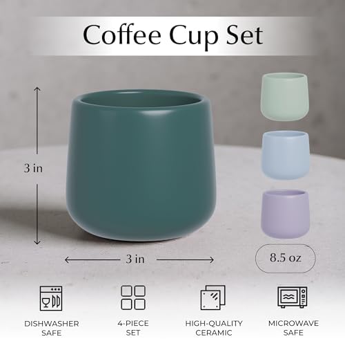 MIAMIO - Ceramic Cup Set of 4, Coffee Mugs (8.5 oz) - Nami (Pastel Coast) - Image 3