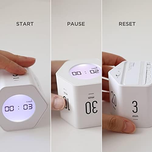 mooas Multi-Hexagon Clock Timer, Cube, Backlight, Countup/Down (White) - Image 3