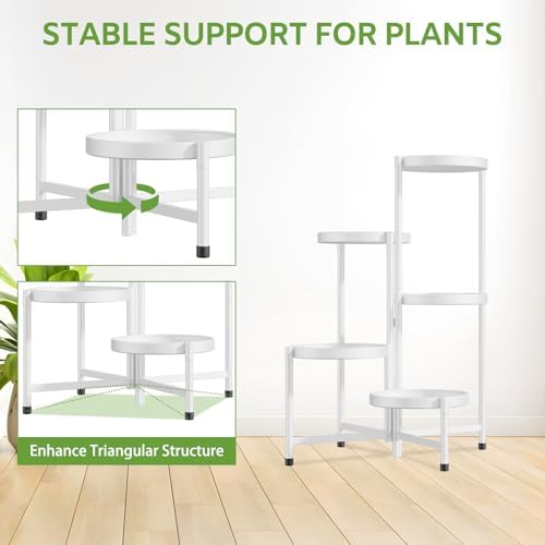 iDavosic.ly 5 Tier Large Plant Stand Indoor Outdoor, 10 In Wide Tray, White - Image 5
