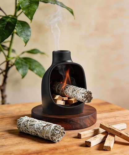 Palo Santo Holder - Modern Chiminea Incense Burner for Yoga, Meditation, and Anxiety Relief - Wood Sticks Dish, Sage Ash Catcher, SArchitectural Square & Organic Round, Cone Burner - Tower - Image 6