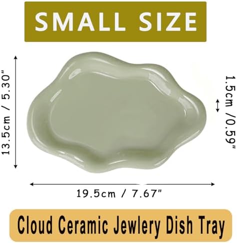 Small Trinket Dish Jewelry Tray for Women, Cute Ceramic Cloud Tray, Jewelry Ring Holder Dish for Keys, Candles, Perfume, Vanity Nightstand Decor Jewelry Plate Bowl, Friendship Birthday Gifts for Mom - Image 2