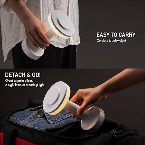 O'Bright Dome Cordless Rechargeable LED Mushroom Table Lamp, Piano White - Image 3