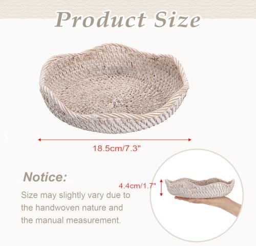 Hipiwe Small Woven Rattan Basket Tray 7.3" Decorative Key Bowl for Entryway - Image 3