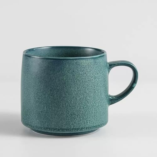 12oz Japanese Style Minimalistic Asian Rustic Reactive Glaze Ceramic Pottery Coffee Mug, Lead-Free Glaze earthen Tea Mug,Tea cup with handle, stoneware mugs, Microwave and Dishwasher Safe (Teal) by Unknown