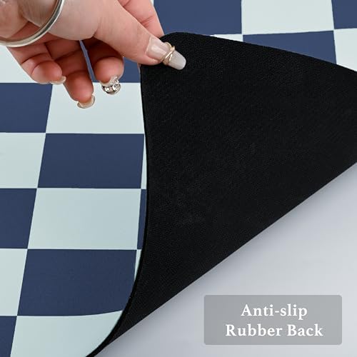 Ohocut Navy Blue Checkered Dish Drying Mat for Kitchen Counter, Coffee Bar Station Accessories, Retro Cute Aesthetic Modern Absorbent Drainer Mat Kitchen Drying Mat Easy Clean (Ocean, 24" x 16") - Image 7