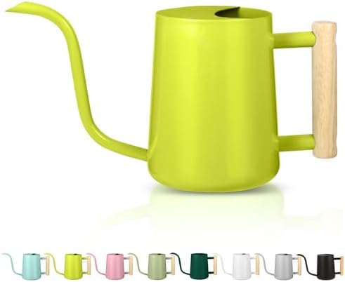 Watering Can Indoor Plants, 35oz Small Stainless Steel Metal Watering Can Modern Decorative Watering Pot with Long Spout for Indoor House Plant Bonsai Garden Flowers (Bright Green) by GUKJOB