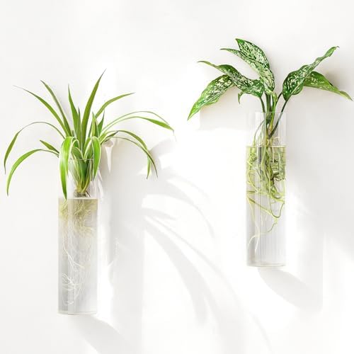 Mkono Wall Hanging Vases, 2 Pack Glass Propagation Stations Flower Planter - Image 3
