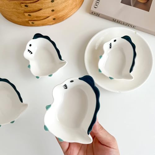 Cute Dinosaur Ring Dish Jewelry Tray for Teen Girls Gifts, Small Ceramic Trinket Dish Vanity Tray for Rings Earrings - Image 5