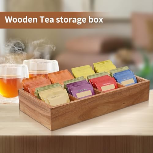Acacia Wood Tea Bag Organizer with 8 Slots – Tea Bag Holder and Tea Organizer, Sugar Packet Storage for Countertops - Image 2