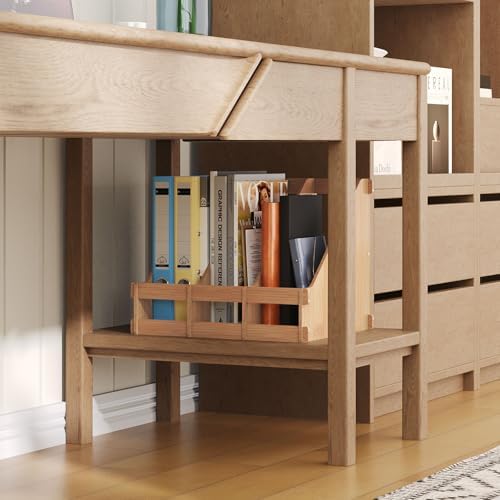 Bamboo Desk File Organizer, 3 Compartment Magazine Holder for Home Office(Nature) - Image 6