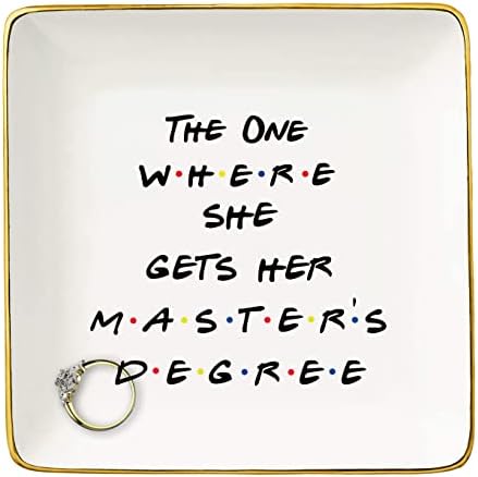 NZY Masters Degree Ring Dish Gifts for Students-Graduation Gifts for Best Friends Daughter Cousin Sister,MBA Present-The One Where She Gets Her Master's Degree-Jewelry Holder Trinket Tray by NZY